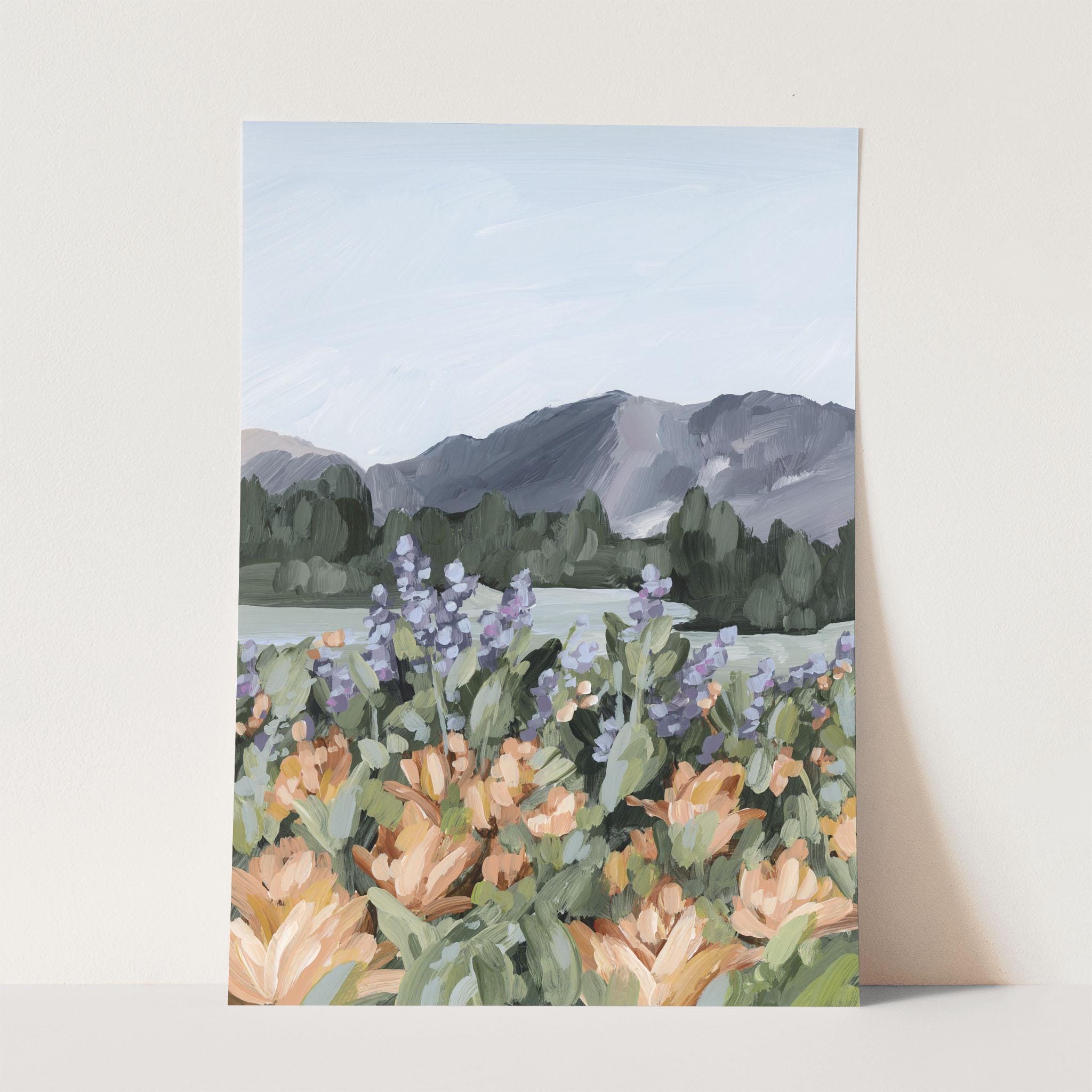 Rocky Mountain Summer Art Print - Utah Landscape Art Print, Wildflower Painting, Mountain Wall Art, Utah Mountain Art Print, Wildflower Art