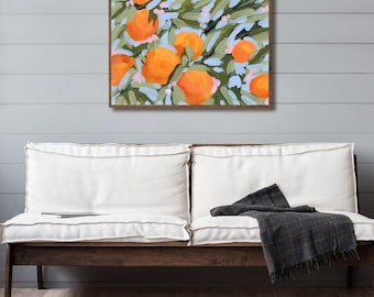 Citrus and Floral Art Print - Fruit and Botanical Wall Art, Kitchen Art, Citrus Fruit Decor, Botanical Art Print - Oranges and Blossoms