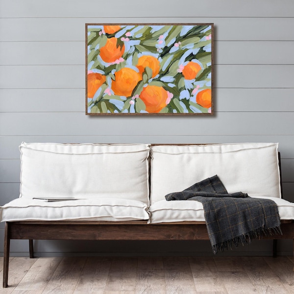 Oranges and Blossoms Art Print: Impressionist Citrus Botanical Wall Art