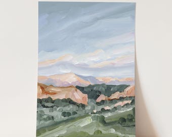 Colorado Springs Art Print - Pikes Peak Wall Art, Garden of the Gods Painting, Mountain Sunset, Outdoor Lover Gift - Garden at Twilight