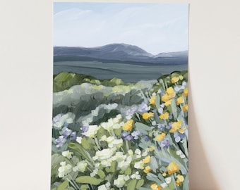 Colorado Wildflower Art Print: Abstract Mountain Landscape