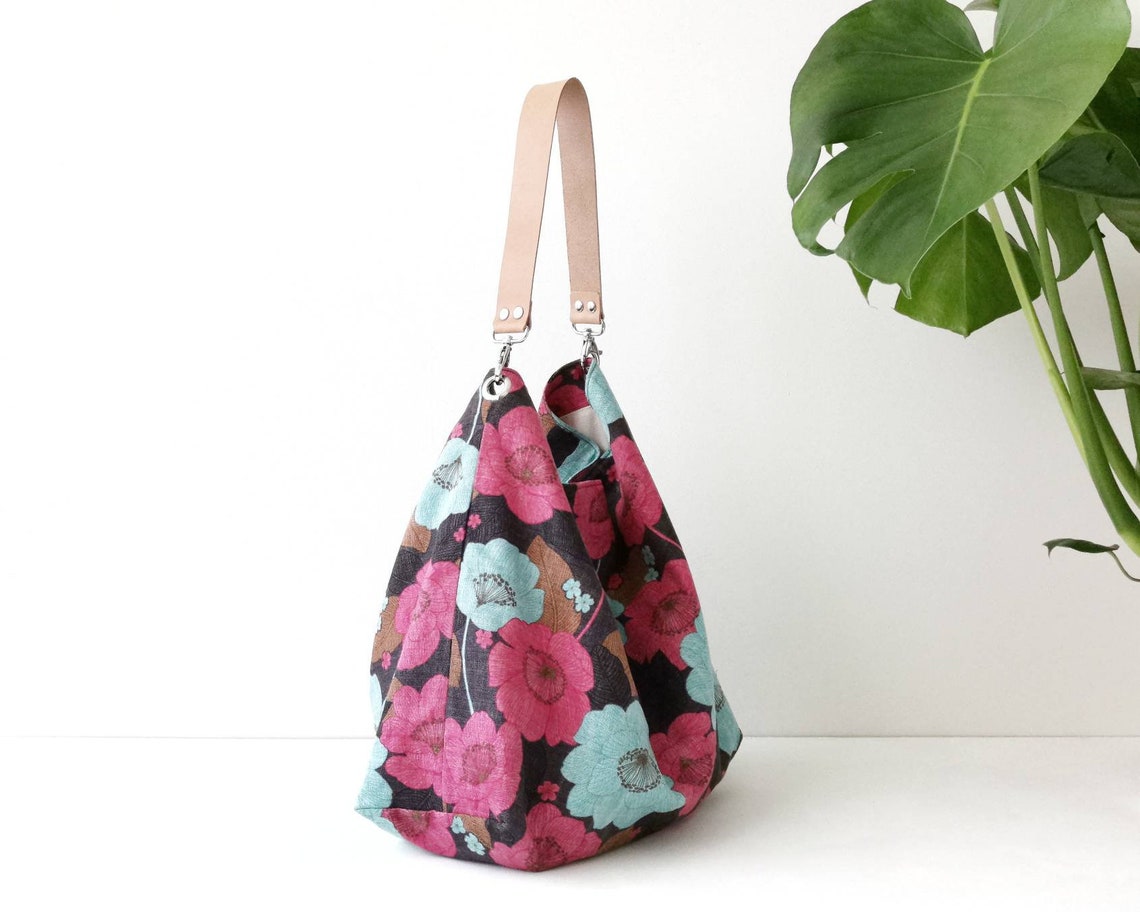 Hobo Bag With Floral Print. Hobo Bag Japanese Fabric Retro - Etsy