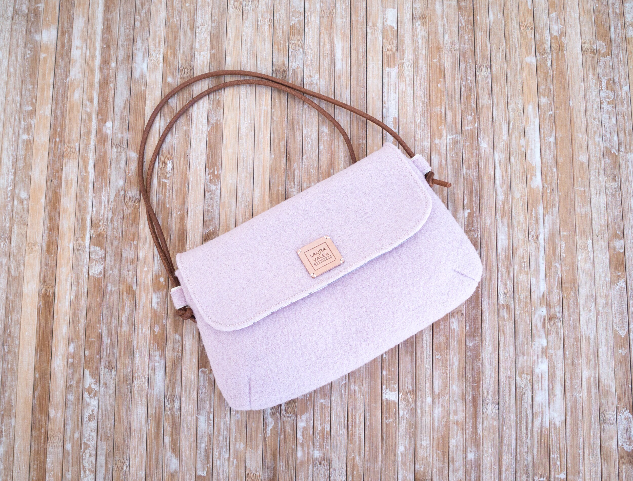 Lightweight Crossbody Bag in Light Pink Natural Wool With | Etsy