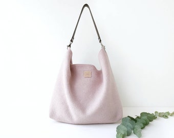 Large Pink Hobo Lightweight Shoulder Wool Slouchy