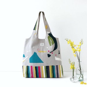 Nani iro fabric handbag. Lightweight shoulder bag large. Casual hobo bag japanese fabric. Original printed handbag. Multicolor vegan purse.