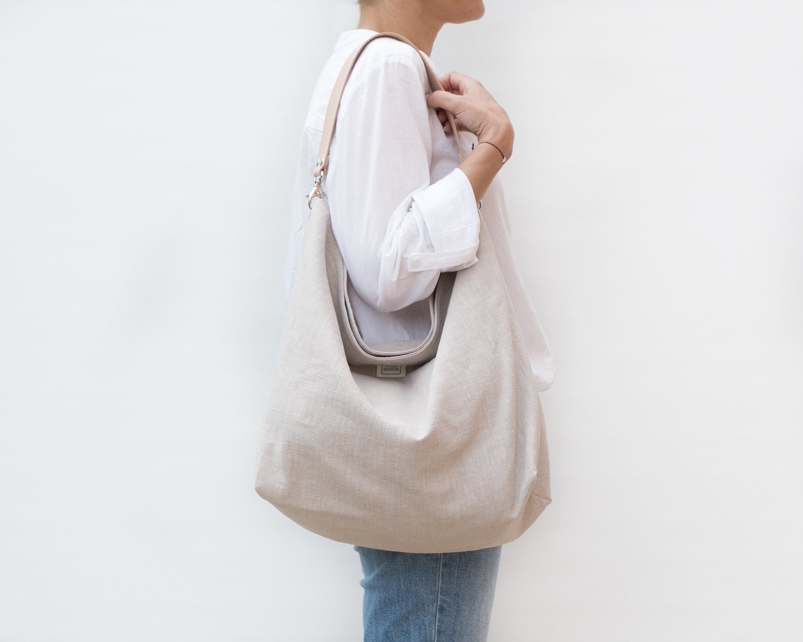 Lightweight Summer Hobo Bag in Beige Linen With Natural - Etsy