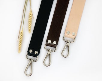 Leather strap for hobo handbag, wide leather strap for shoulder bag. Natural, brown and black leather straps for purse.