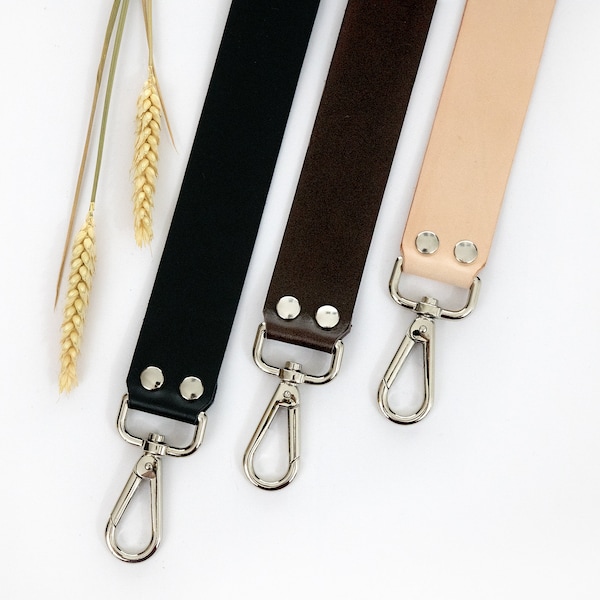 Leather strap for hobo handbag, wide leather strap for shoulder bag. Natural, brown and black leather straps for purse.