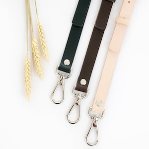 Leather strap for crossbody bag. Adjustable and removable leather strap. Leather handle available in black, brown, and natural colors. image 1