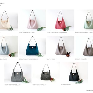 MITTLERE Hobo-Tasche mit Ledergriff. Personalisieren Sie Ihre Tasche, indem Sie zwischen 11 Wollfarben und 3 Lederfarben wählen.