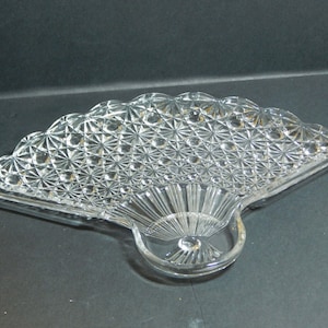 Set of 3 Vintage Anchor Hocking Daisy Button Fan Shaped Snack Plates
