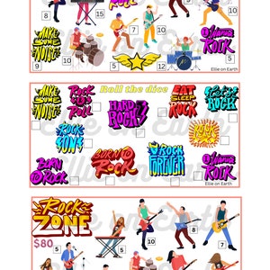 Mini Savings Challenge A6 Low Income Rock n Roll Guitar Musicians Printable Download
