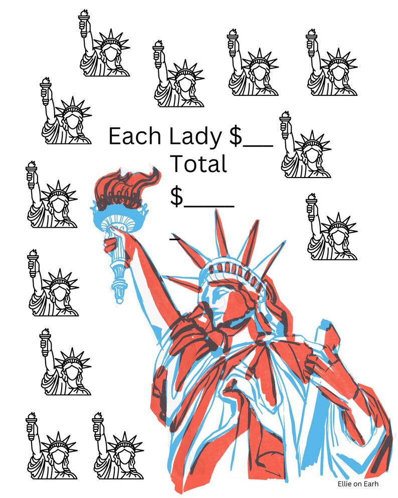 July Lady Cash Savings Challenge Printable Download 4th of July Lady Liberty - Etsy