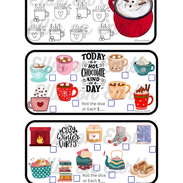 Hot Chocolate Winter Vibes Mini Cash Savings Challenge A6 Printable Download