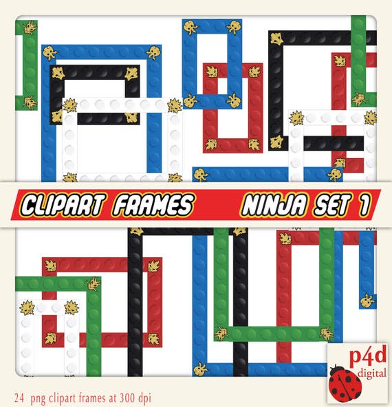 Ninja Clipart Frames Set 1 Digital Collage PNG Instant Etsy