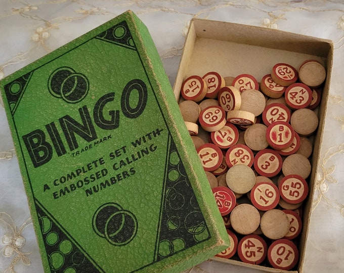 Vintage BINGO Cards, Wooden Bingo Numbers, and Wooden Bingo Markers Etsy