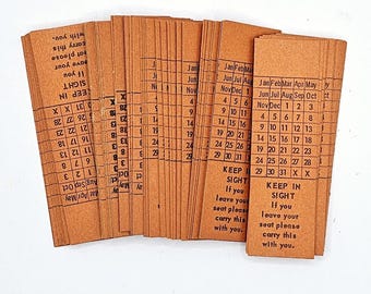Vintage Orange Railroad Seat Check Tickets - Set of 3