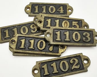 Vintage Brass metal Locker/Mailbox Tags Random Choice