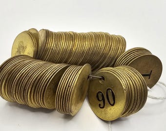 Vintage 1 1/8th Round Brass Number Tags ONE each