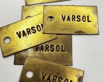 Vintage Brass Exxon Varsol Tags ONE