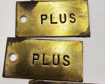 Vintage Brass Exxon PLUS Tags ONE