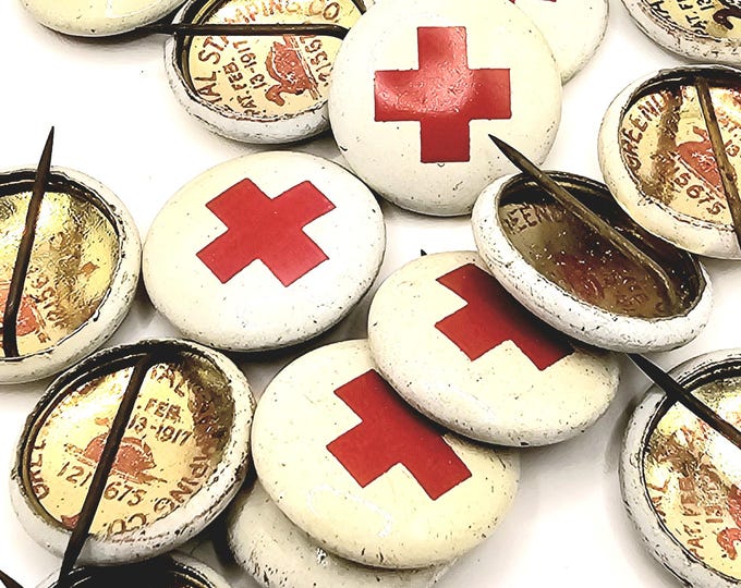 Vintage Tiny Red Cross Pinback Button Pin 1 Each - Etsy