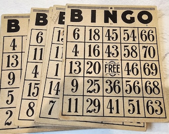 Vintage Bingo Cards  Set of 5
