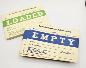 Vintage Detroit, Toledo, and Ironton Railroad Company Loaded/Empty Cards Set of 5