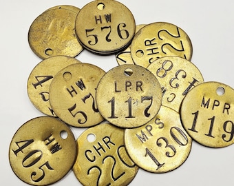 Vintage Brass Talley Tags - Random Choice of Number