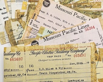 Vintage Railroad Trip Passes - Set of 5