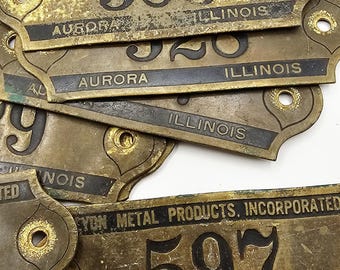 Vintage Brass Lyon Metal Products Tags Random Choice of Number