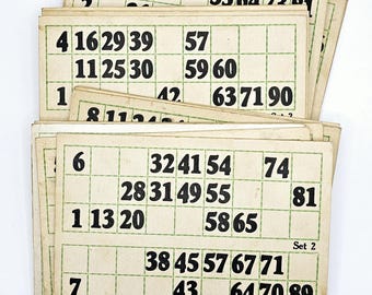 Vintage Unique BINGO cards SET of 5