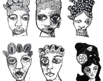 Artist Designed, FACE-IT Rubber Stamps, unmounted, foam/stickyback