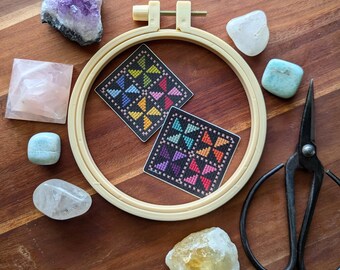 Stickers, fiber art stickers, floral stickers, needle work stickers, unique stickers