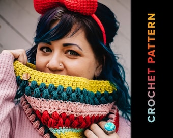 Crochet Cowl PATTERN, Cowl pattern, Collide-A-Cowl, collideacowl, easycrochetpattern, colorfulcrochetpattern