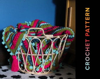 Crochet Blanket PATTERN, Throw pattern, Collide-A-Cowl, collideathrow, easycrochetpattern, colorfulcrochetpattern