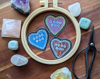 Stickers, fiber art stickers, floral stickers, needle work stickers, unique stickers