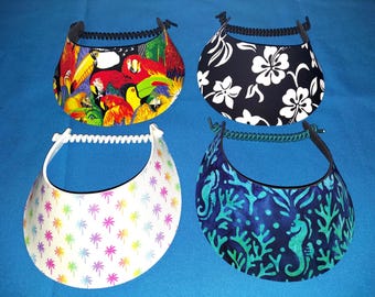Women Ladies Sun Visor Hat, No Pinch Foam, Black White Red Tan Navy, Walking Beach Pool Cruise Travels