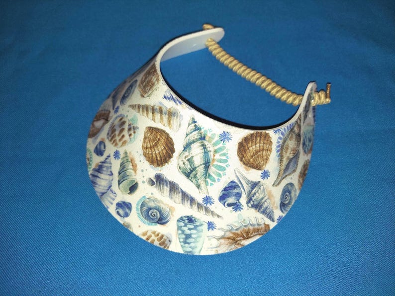 Woman Lady Sun Visor Hat No-Pinch Foam, Sailboat Flamingo Hibiscus Soccer Palms Flip Flops Turtle, Walks Beach Pool Golf Yoga Cruise Travels Seashells on White