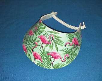 Women Ladies Foam Sun Visor Hats, No-Pinch, White Black Red Flip Flops Palms Boats Hibiscus, Walks Beach Pool Golf Cruise