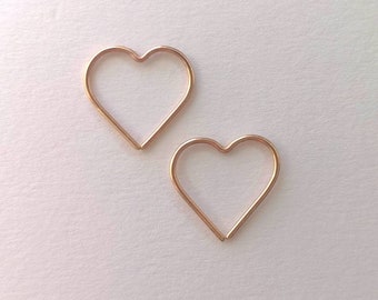 Rose Gold Heart Hoop Earrings - 14k Rose Gold Filled Heart Hoops - Rose Gold Hoop Earrings - Heart Earrings - Bridal Earrings - Dainty Hoops