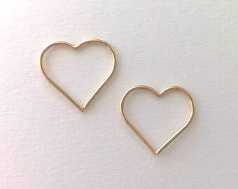 Gold Heart Hoop Earrings - 14k Gold Filled Heart Hoops - Gold Heart Earrings - Gold Filled Earrings - Dainty Hoop Earrings - Bridal Earrings