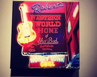 Robert's Western World | Nashville Bars | Honky Tonk | Broadway | Metal | Canvas Print | Ready to Hang | Free Shipping
