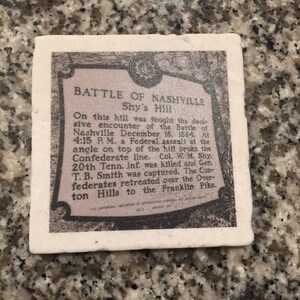 Battle of Nashville Coaster Set Civil War History image 5