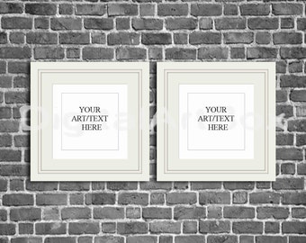Download Free Printable Set of Two White Square Frame Mockup, INSTANT DOWNLOAD PSD Template