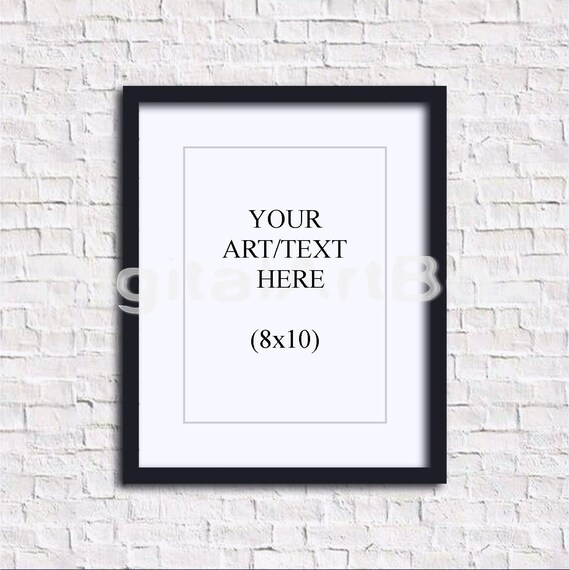 8x10 Vertical Black Frame Mockup8x10 Frame Mockupwhite Brick Wallpaper