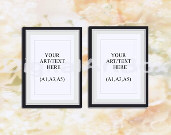 Download Free DIY Poster Frame,Set of 2 Black Mockup Frame,A5 A3 A1 Picture Frame,Floral Background, Poster Mockup,Digital Frames,INSTANT DOWNLOAD PSD Template