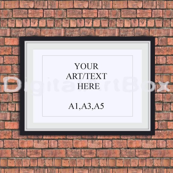 Download A3 Horizontal Black Frame Mockup Red Brick Wallpaper ...