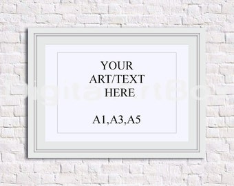 Download Diy Picture Frame A1 A3 A5 Horizontal White Frame White Brick Background Framed Art Poster Mockup Frame Digital Print Instant Download All The Templates You Can Download Psd Mockups PSD Mockup Templates