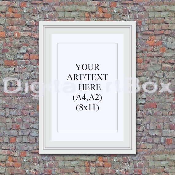 A4 A2 White Frame Poster Mockup8x11 Vertical Frame Etsy